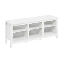 FurniFact - Wooden TV Stand, Up to 65 Inch Entertainment Center, Spacious Storage - White