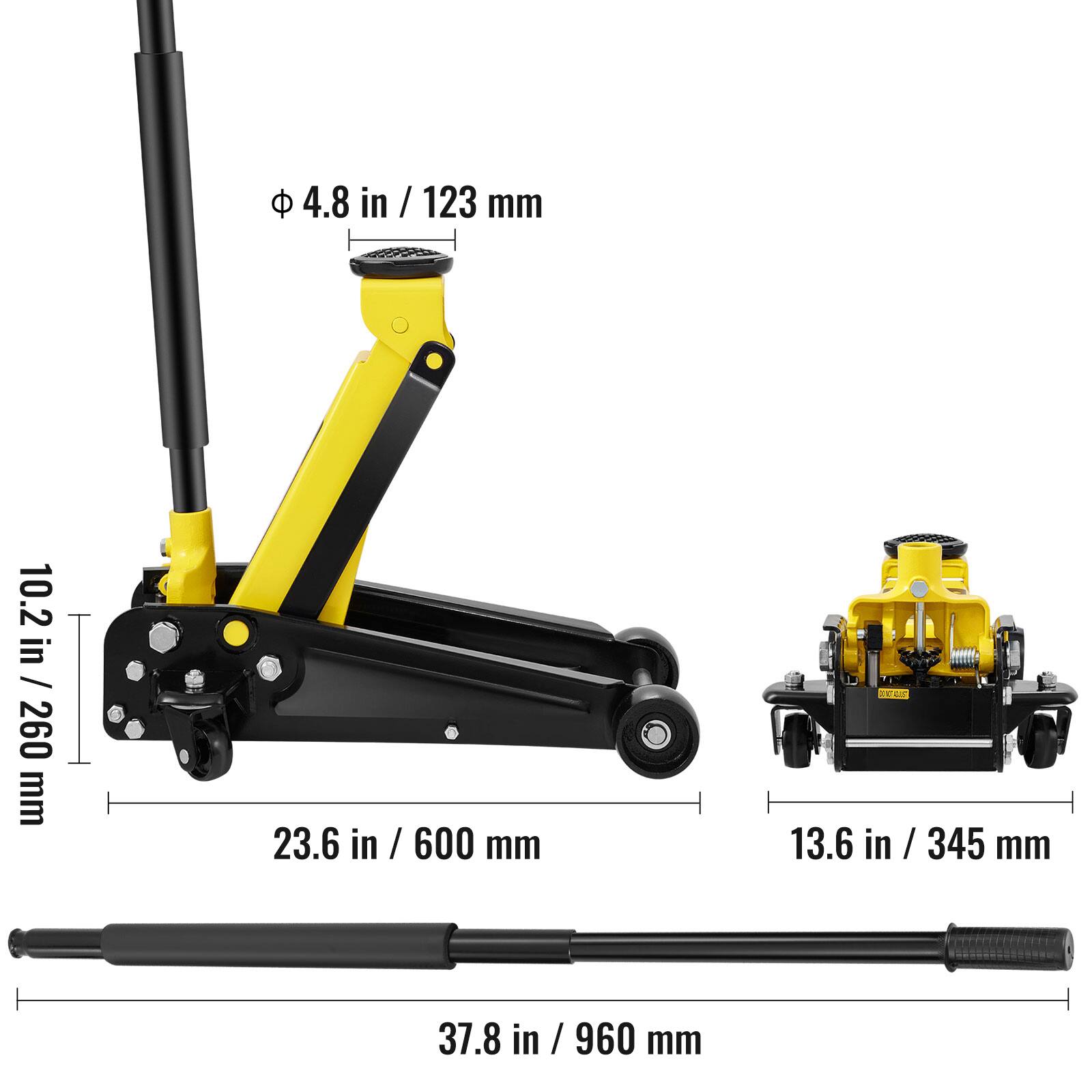4.8 in / 123 mm  
10.2 in / 260 mm  
23.6 in / 600 mm  
13.6 in / 345 mm  
37.8 in / 960 mm