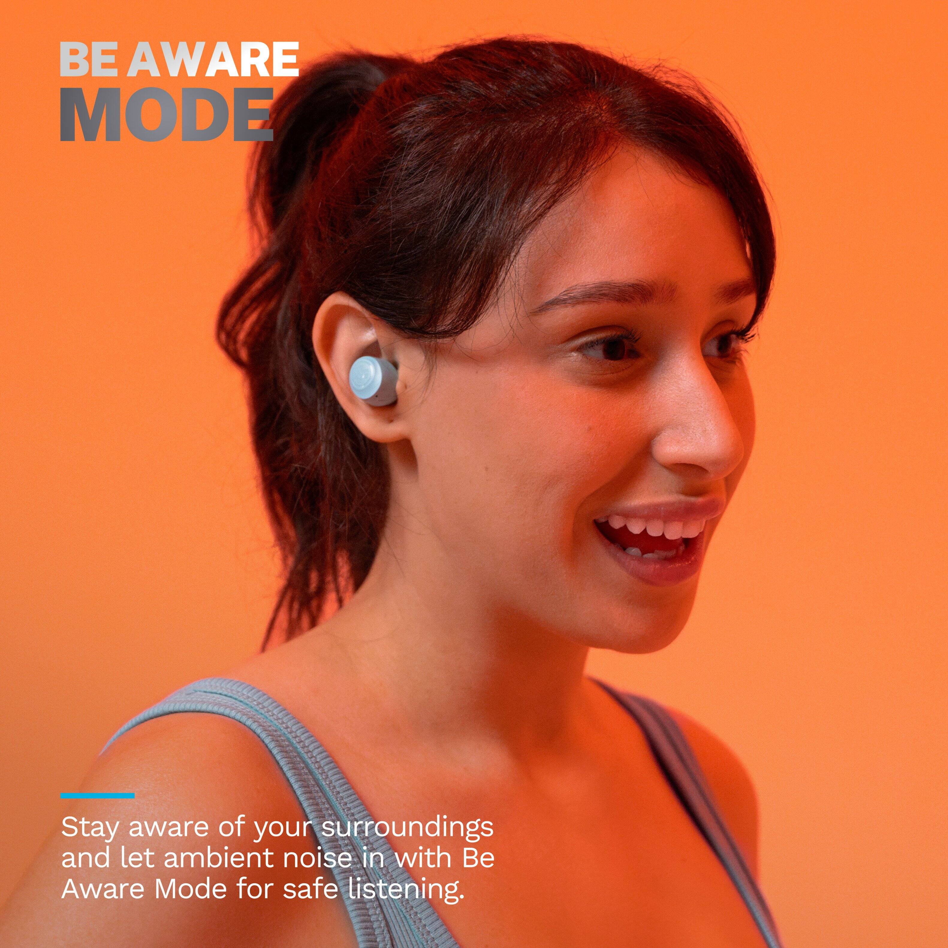 BE AWARE MODE

Stay aware of your surroundings and let ambient noise in with Be Aware Mode for safe listening.