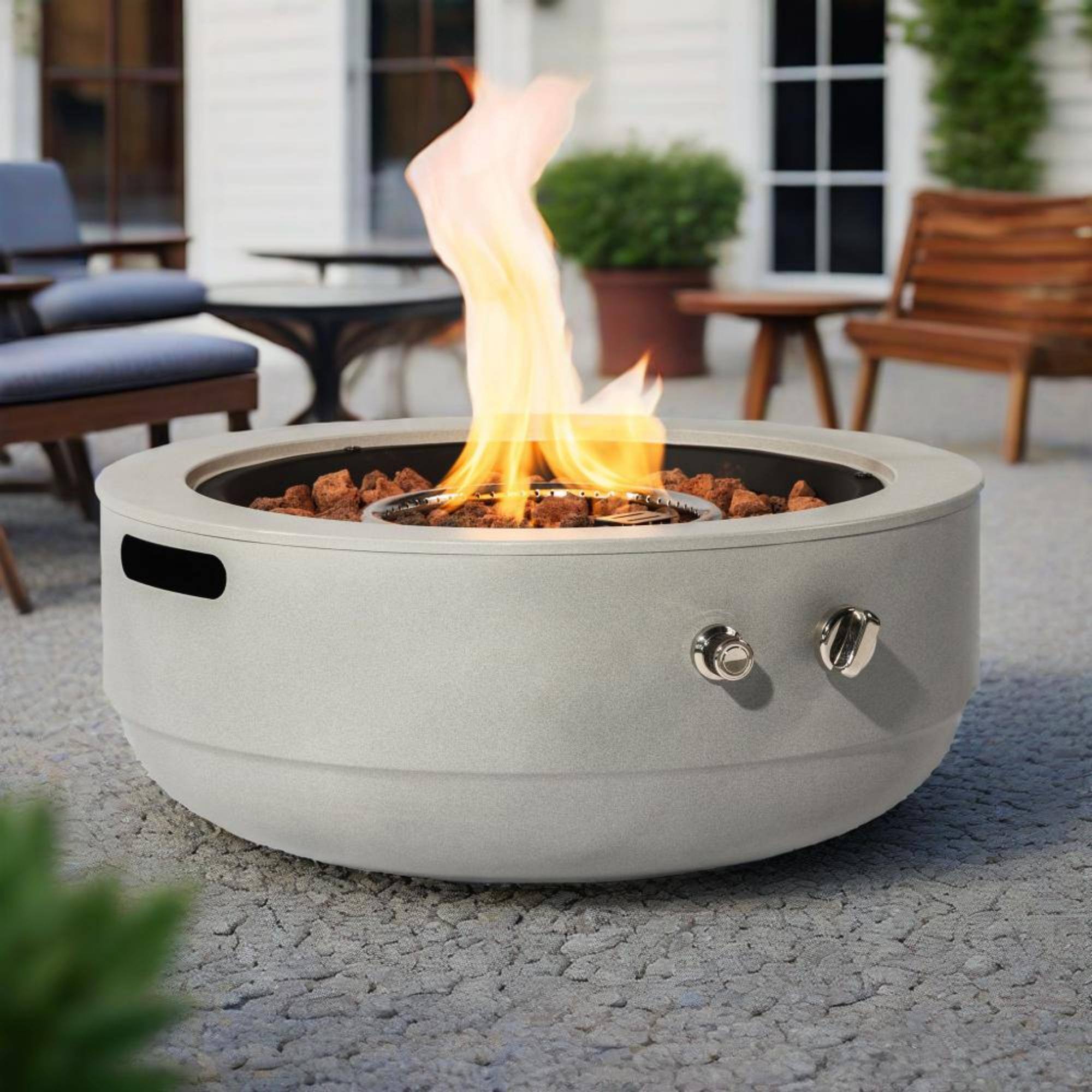 Alt View 2. Dexmalle - Dexmalle-24" Propane Gas Fire Pit Round Bowl-Grey.