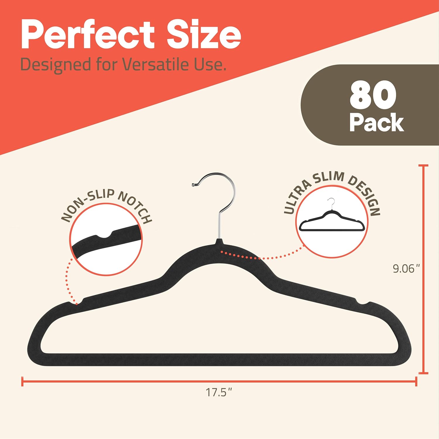 Perfect Size, Designed for Versatile Use, 80 Pack, Non-Slip Notch, Ultra Slim Design, 9.06", 17.5"