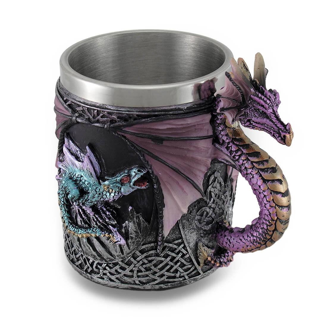 Alt View 2. Zeckos - Purple Gothic Dragon Decorative Tankard Celtic Knot Work Mug / Pencil Holder 10 Ounce - Purple.