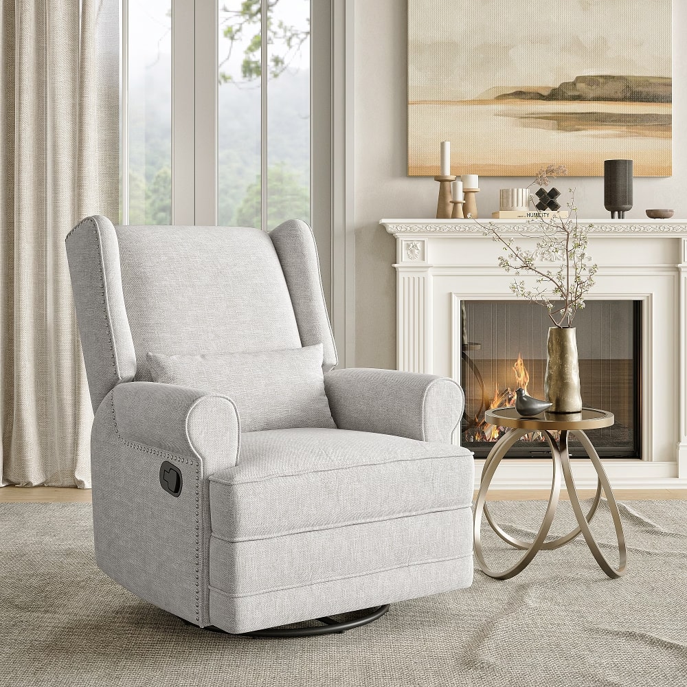 Loheer - Swivel Recliner Chair Glider Rocking Chair for Nursery Upholstered - Light Gray