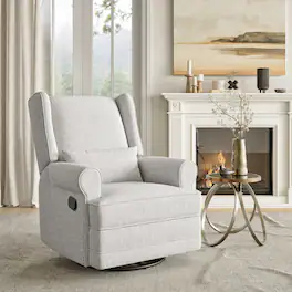 Loheer - Swivel Recliner Chair Glider Rocking Chair for Nursery Upholstered - Light Gray