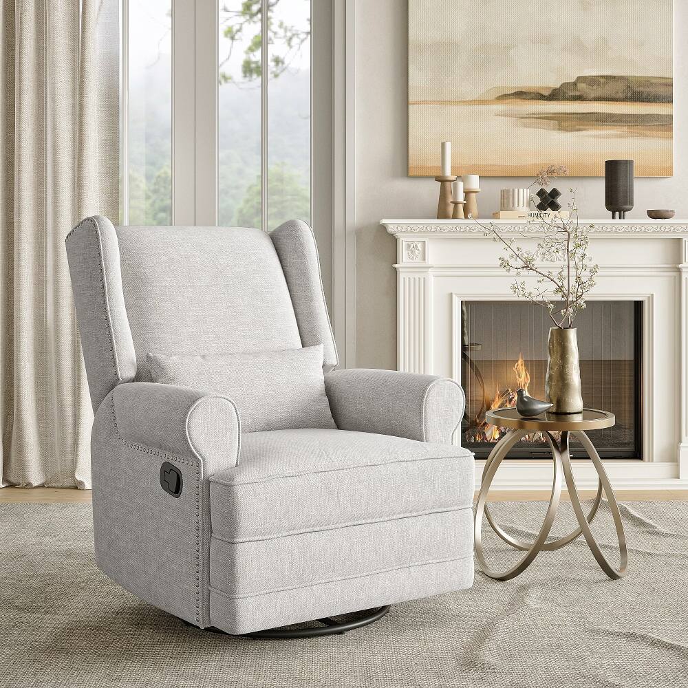 Front. Loheer - Loheer Swivel Recliner Chair Glider Rocking Chair for Nursery Upholstered Light Gray - Light Gray.