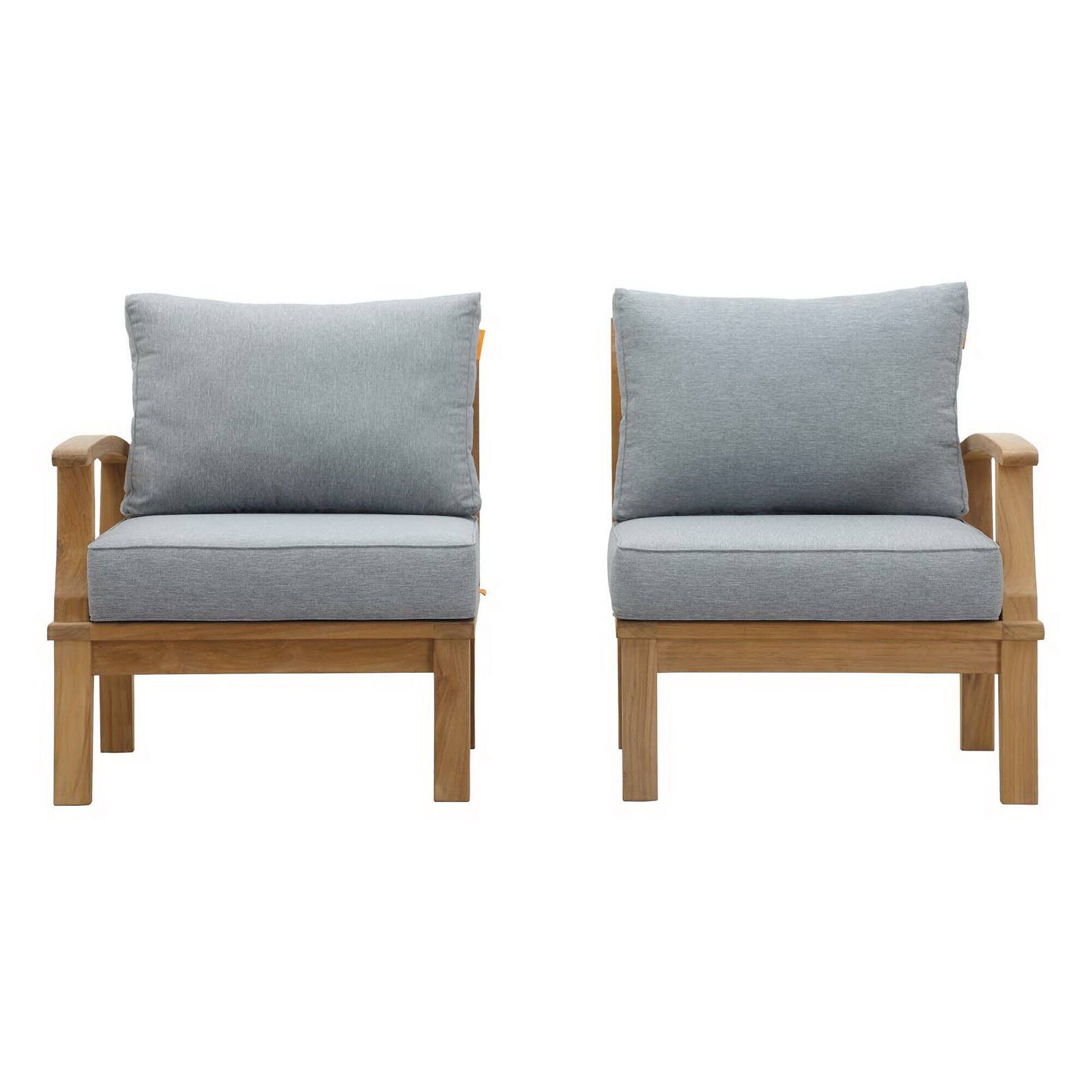 Angle. Modway - Marina 2 Piece Outdoor Patio Teak Set by Modway - Natural Gray.