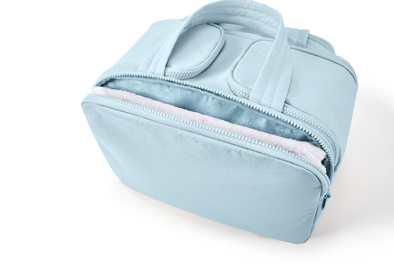 Alt View 7. Bagsmart - Large Capacity Toiletry Bag, Multi-Compartment Cosmetic Organizer with Wet Pocket for Travel & Daily Use - Light Blue.