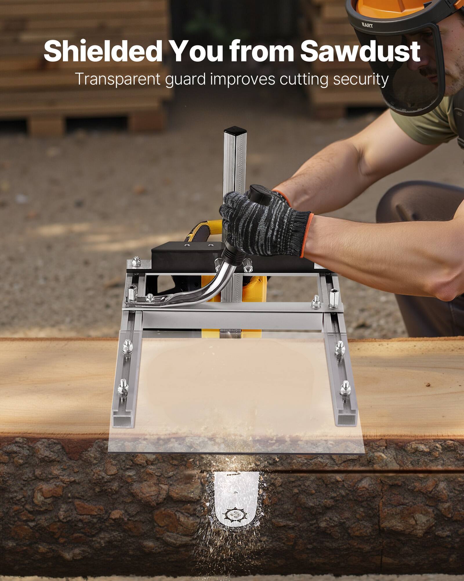 Shielded You from Sawdust  
Transparent guard improves cutting security