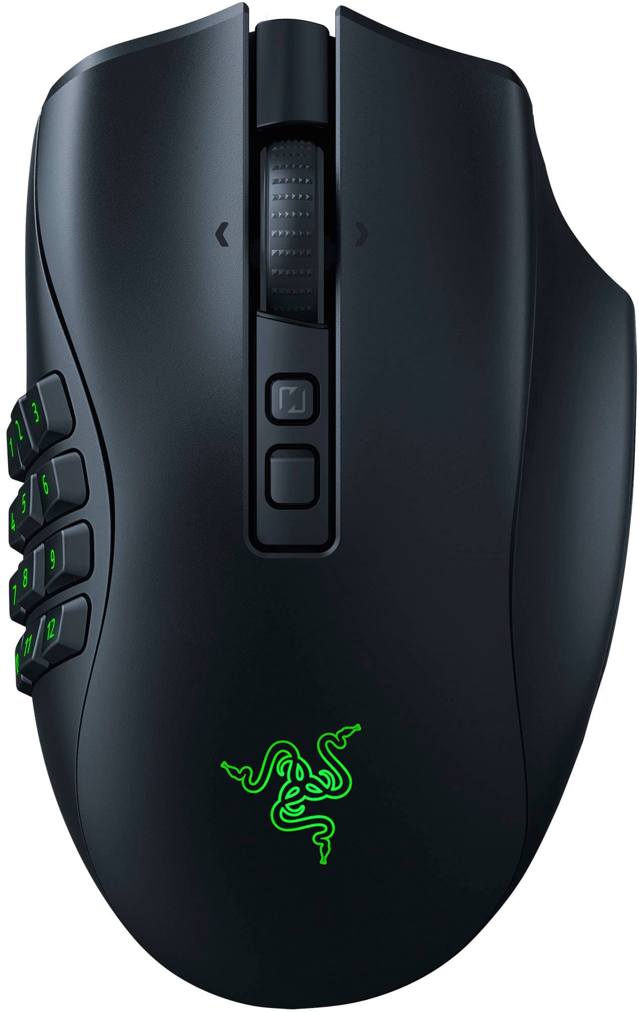 Front. Razer - Naga V2 Pro MMO Optical Gaming Mouse with Interchangeable Side Plates in 2, 6, 12 Button Configurations - Black.