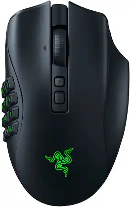 Razer - Naga V2 Pro MMO Optical Gaming Mouse with Interchangeable Side Plates in 2, 6, 12 Button Configurations - Wireless - Black