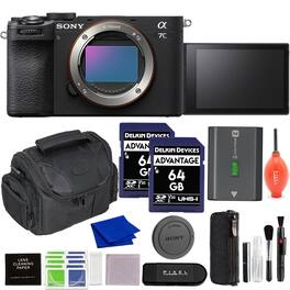 Sony - Alpha 7C II Full-Frame Interchangeable Lens Camera (Black) Bundle with 2 x 64GB SD Card, Gadget Bag & More