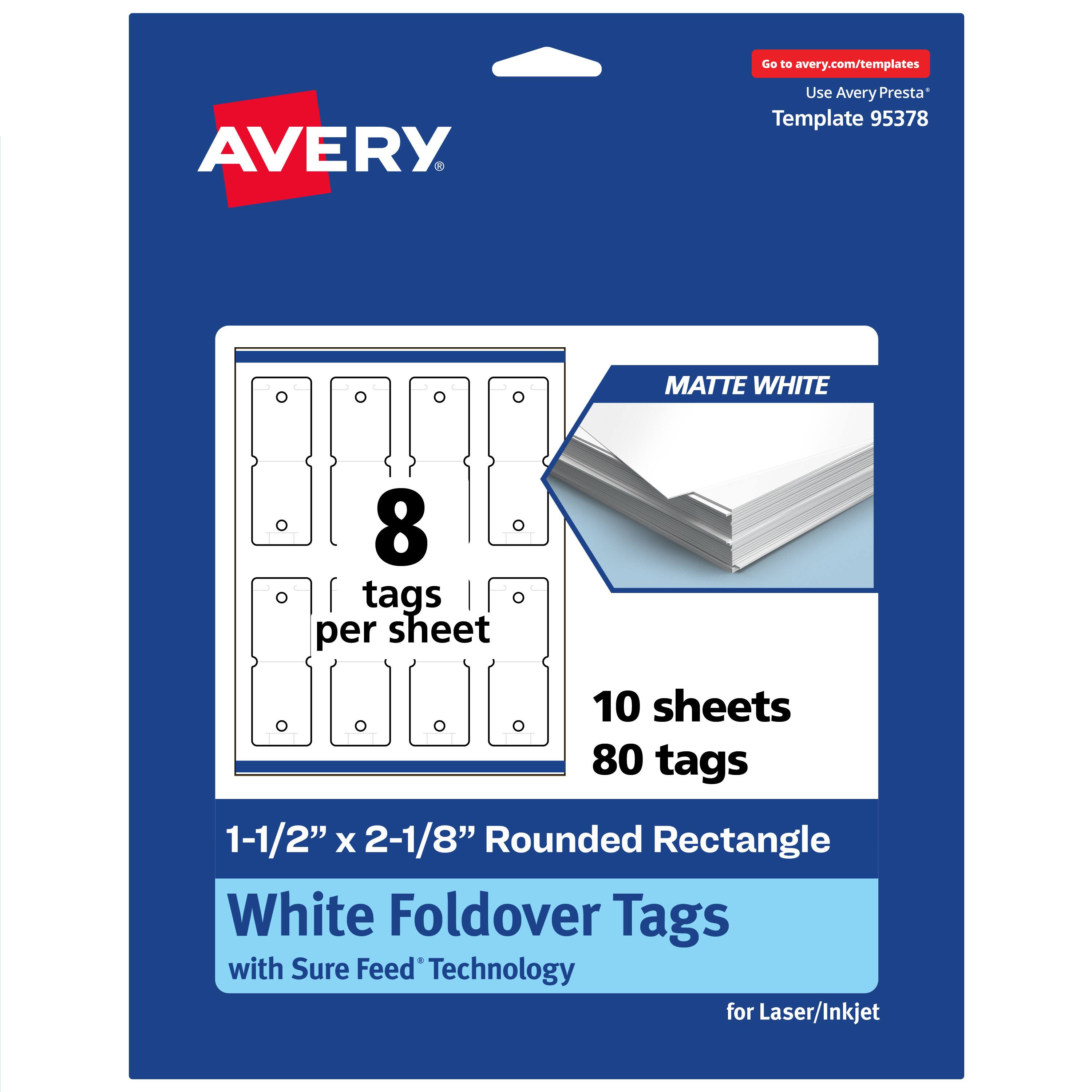 "Avery - Rounded Foldover Tags, 1-1/2"" x 2-1/8"", Matte 80 Total - White" price history on PriceWatchPro
