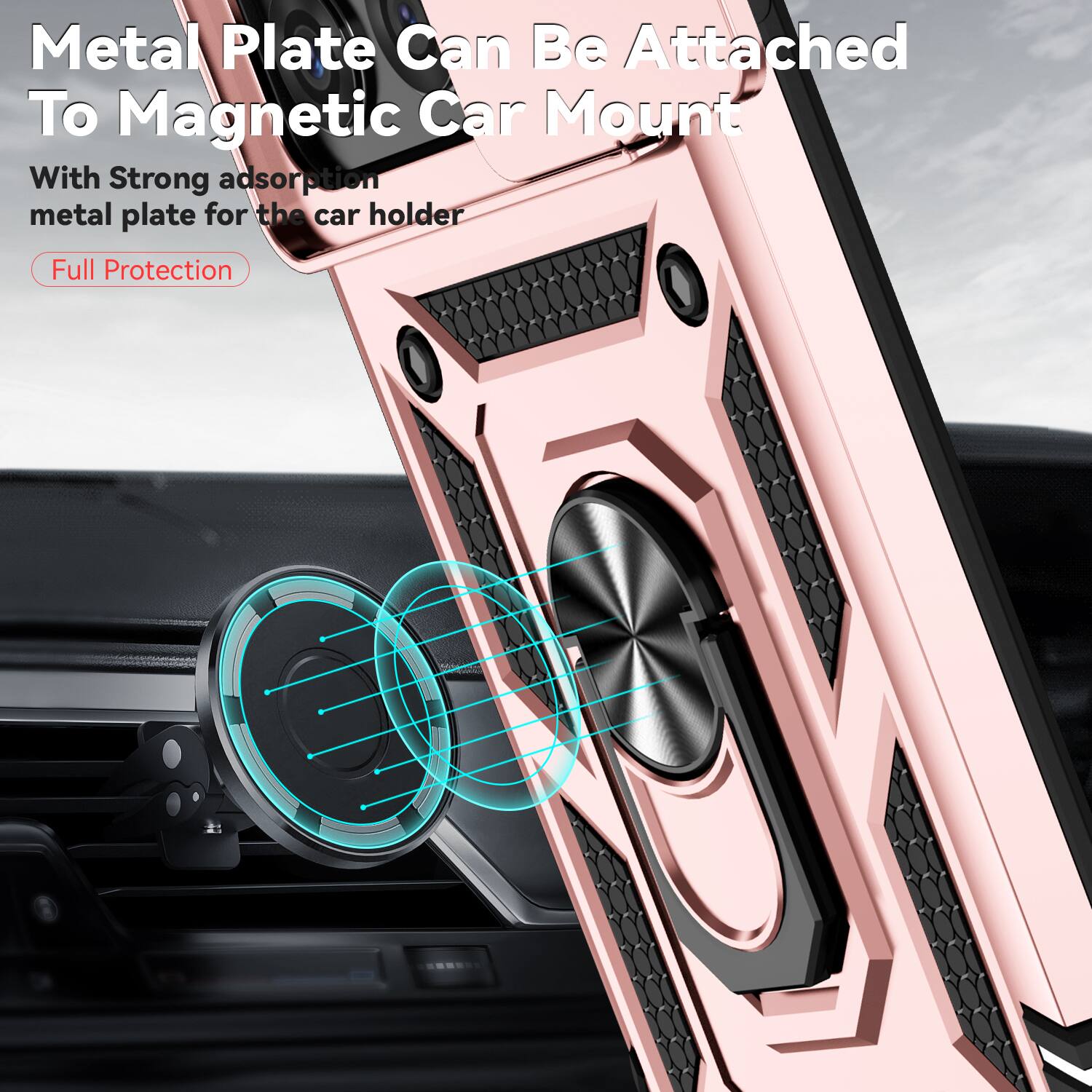 Metal Plate Can Be Attached To Magnetic Car Mount

With Strong adsorption metal plate for the car holder

Full Protection