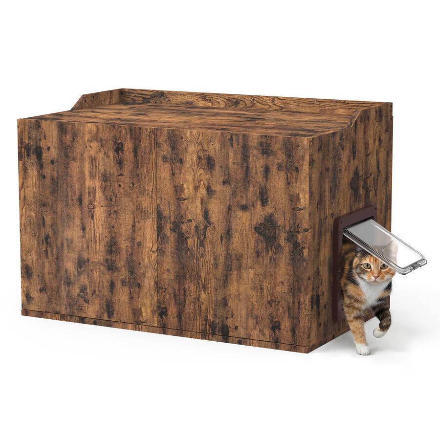 Viviendo - Cat Litter Box Enclosure Side Table, Waterproof Plastic Hidden Cat Box Cabinet with Front Door, Indoor/Outdoor - Rusty Brown price history on PriceWatchPro