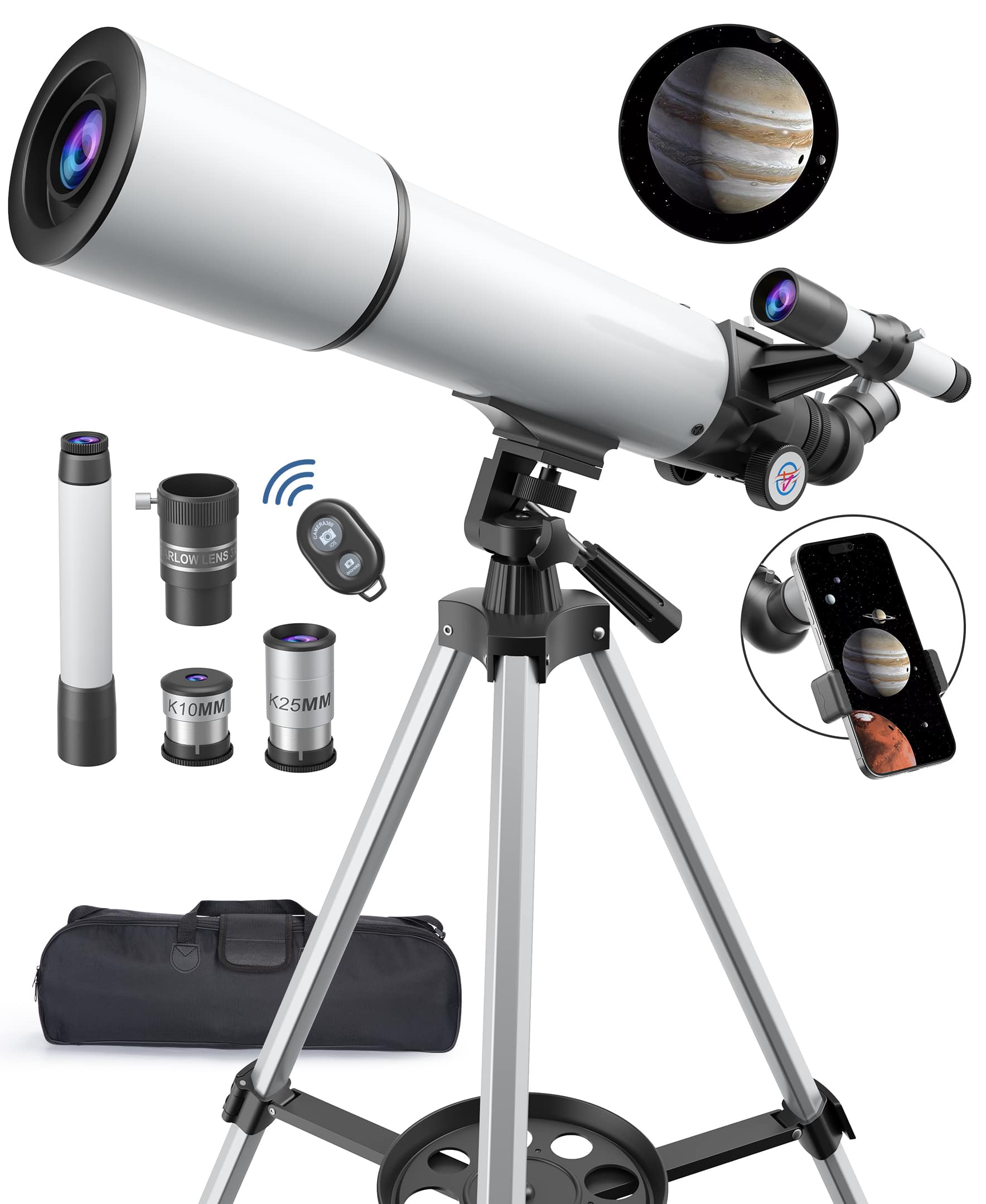 Sugift 80mm Aperture 500mm Portable Astronomical Refracting