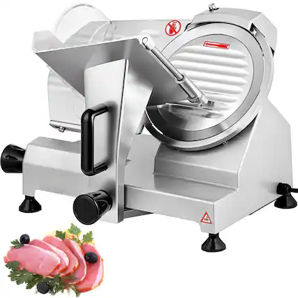 Front. Glintex - Commercial Meat Slicer 200W 8 Inch Carbon Blade Adjustable Thickness Electric Cutters & Slicers Home Deli.