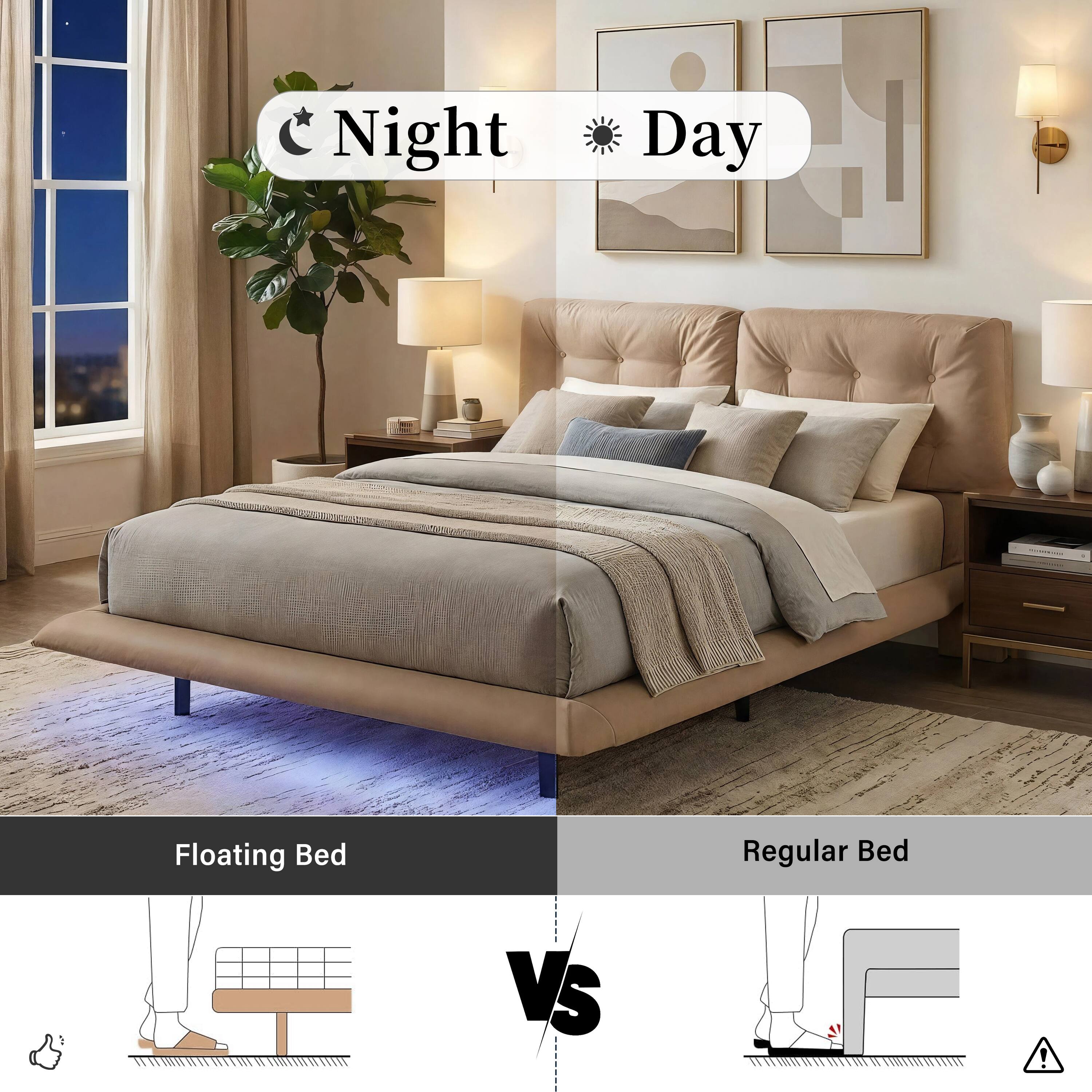 Night Day Floating Bed Regular Bed 2 VS