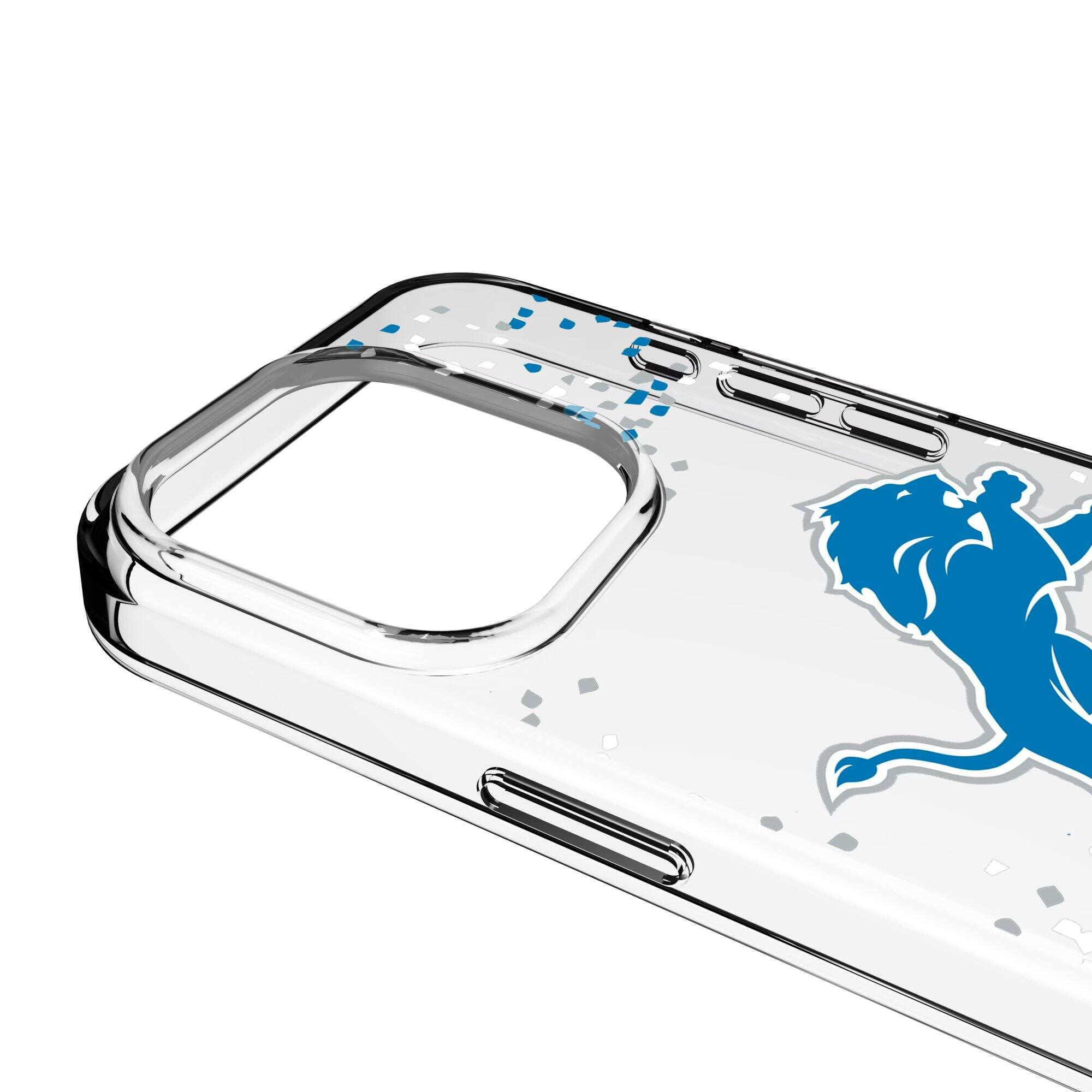 Alt View 2. Keyscaper - Detroit Lions iPhone Clear Case with Confetti Design - 14 Plus - Multicolor.