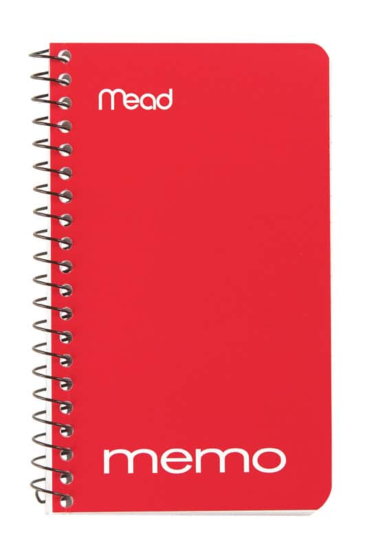 Mead - 3 in. W X 5 in. L Wide Ruled Spiral Assorted Memo Book