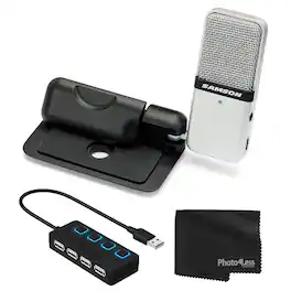 Samson - Go Mic Portable Clip-on USB Condenser Microphone (Titanium) + Accessories