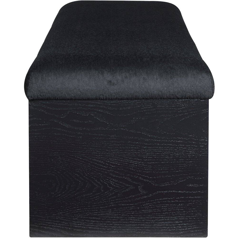 Alt View 3. Meridian Furniture - Lawson Black Velour Fur Fabric Bench - Black.