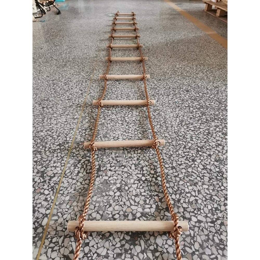 Alt View 1. MOSZAR LLC - Swedish Wall Rope Ladder, 6.5ft Wooden Climbing Ladder for Kids, Spring Hooks.