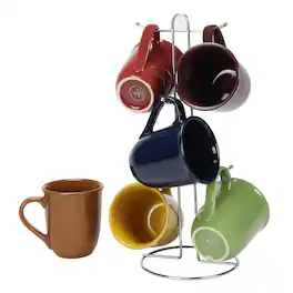 Gibson - Home Cafe Amaretto 7 Piece Mug Set With Wire Rack - Assorted