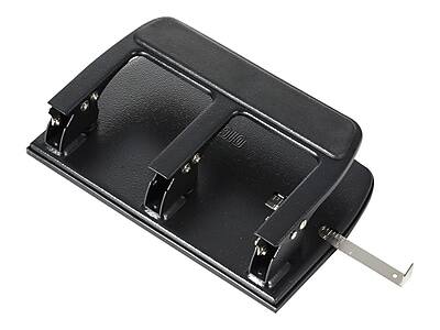 Front. Officemate - Heavy Duty  3-Hole Punch with Padded Handle, 40 Sheet Capacity, Black - Black.
