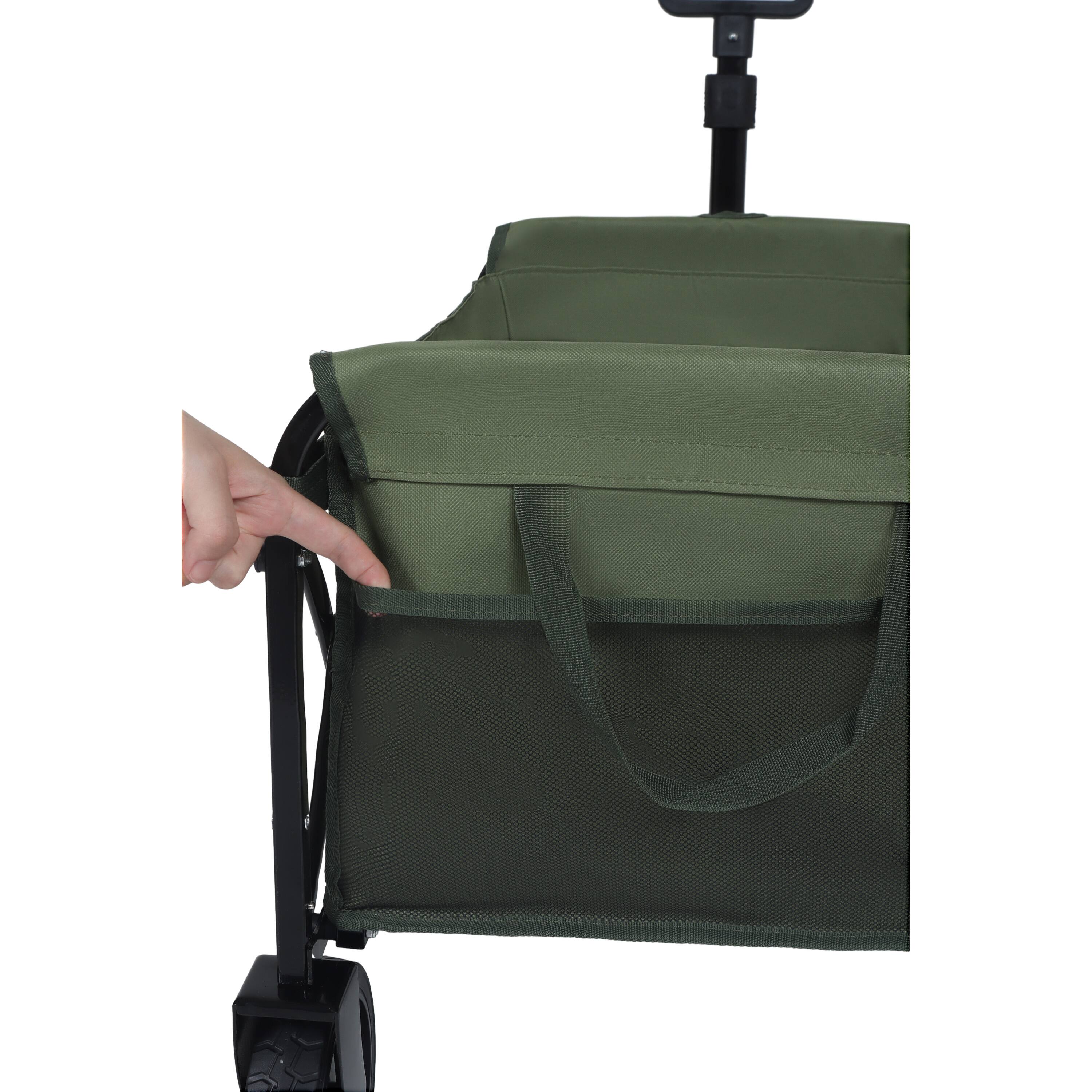 Alt View 5. Mondawe - Expandable Dual-Layer Wagon Utility Carts w/ 225LBS Capacity, 360° All-Terrain Wheels - Dark Green.