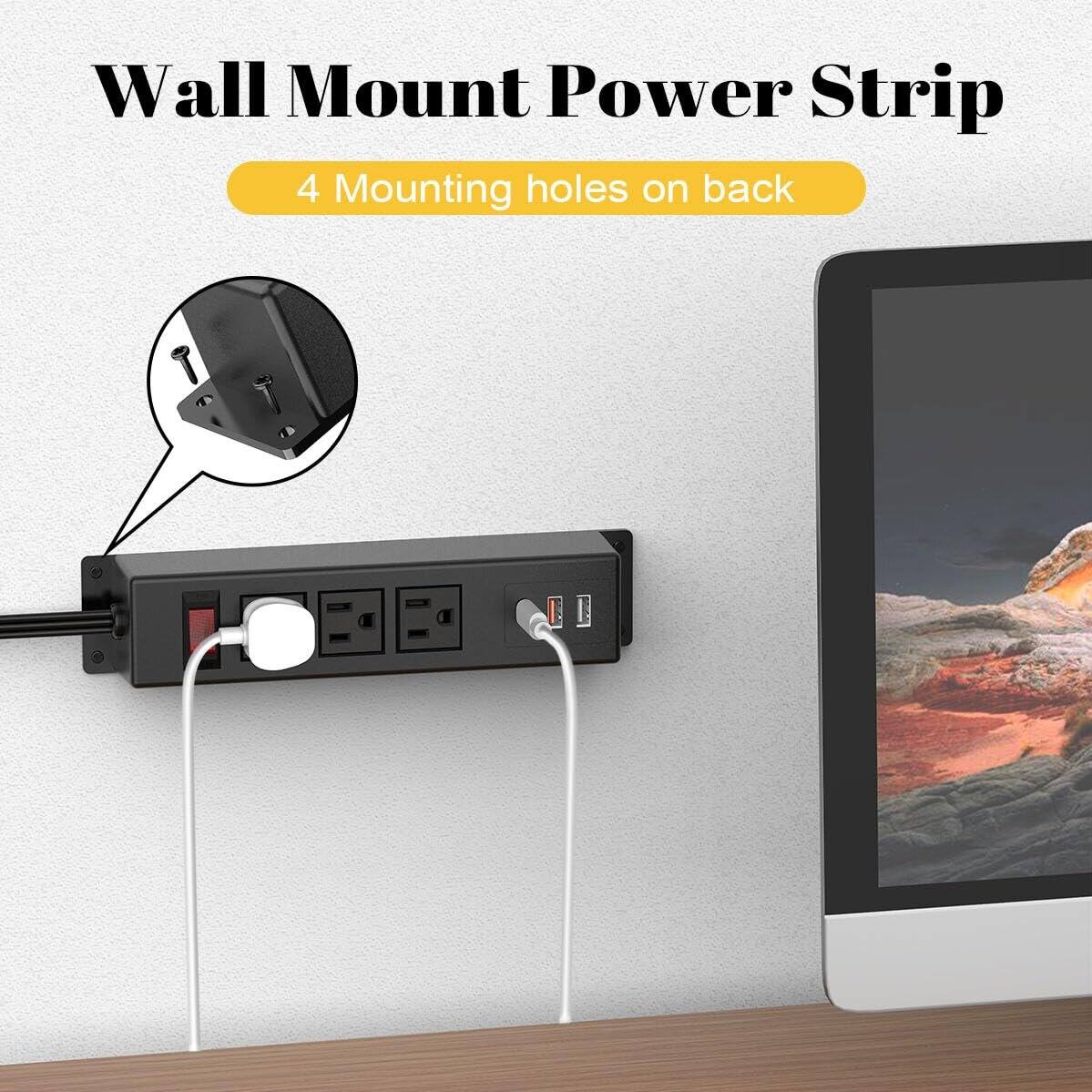 Wall Mount Power Strip  
4 Mounting holes on back
