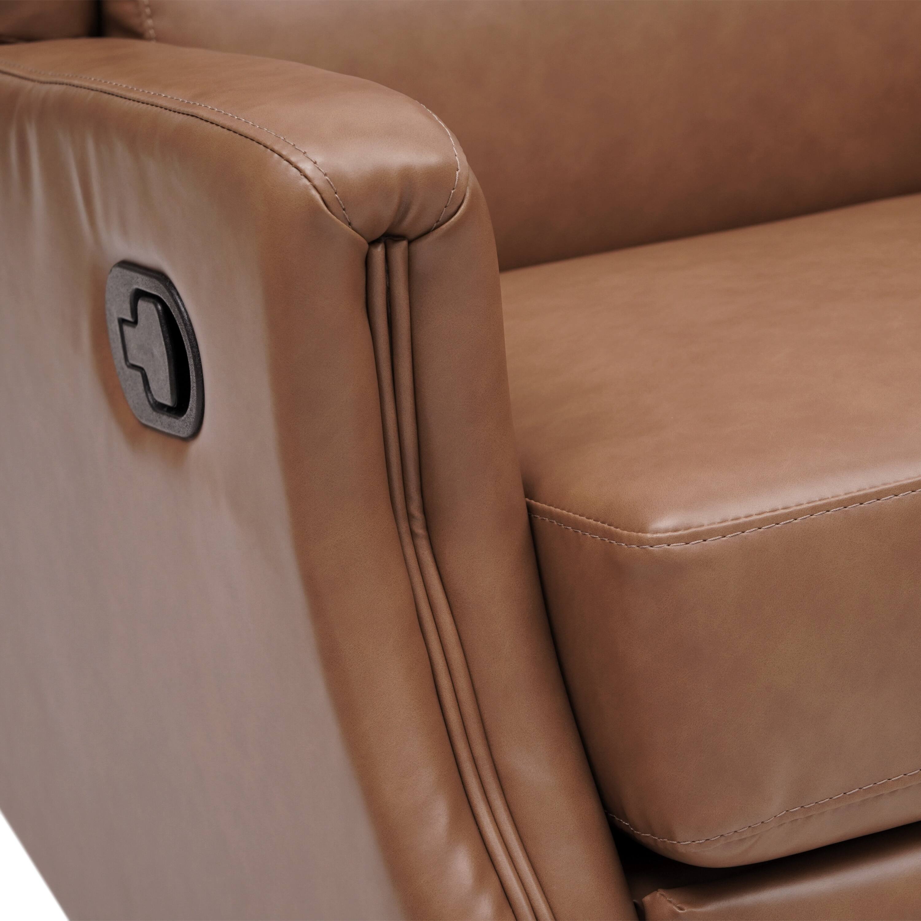 Alt View 10. Emma + Oliver - Wingback Manual Rocking Glider Recliner Chair with 360° Swivel - Cognac LeatherSoft.