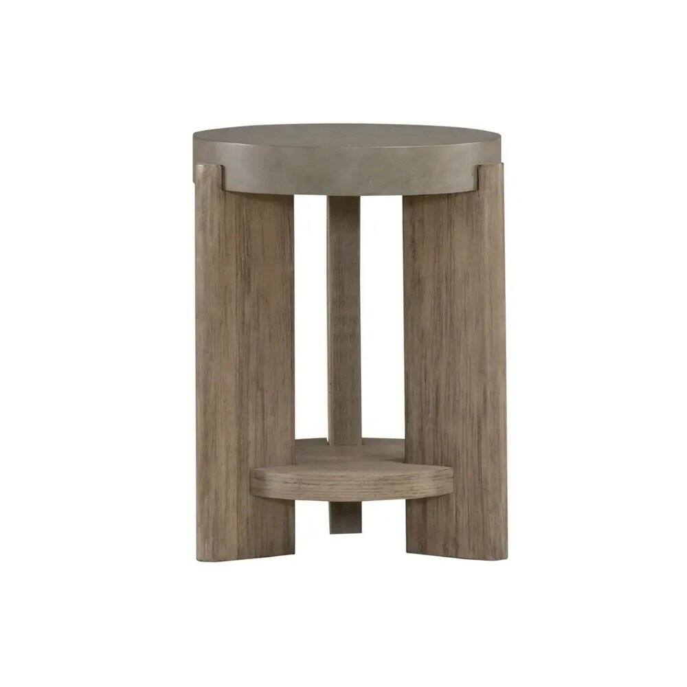 Back. Liberty Furniture Industries - Affinity Chairside Table for Living Room - Dusty Taupe Faux Concrete Tops - Brown.