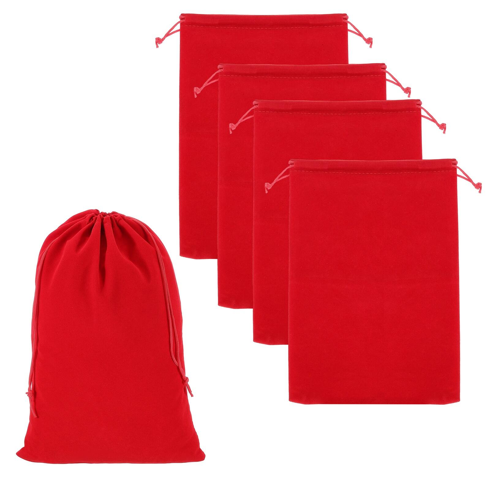 Unique Bargains - Headphone Bag, 5pcs 11.81x7.87 Inch Travel Headset Carrying Storage Pouch Soft Drawstring for Over-Ear Headphones - Red