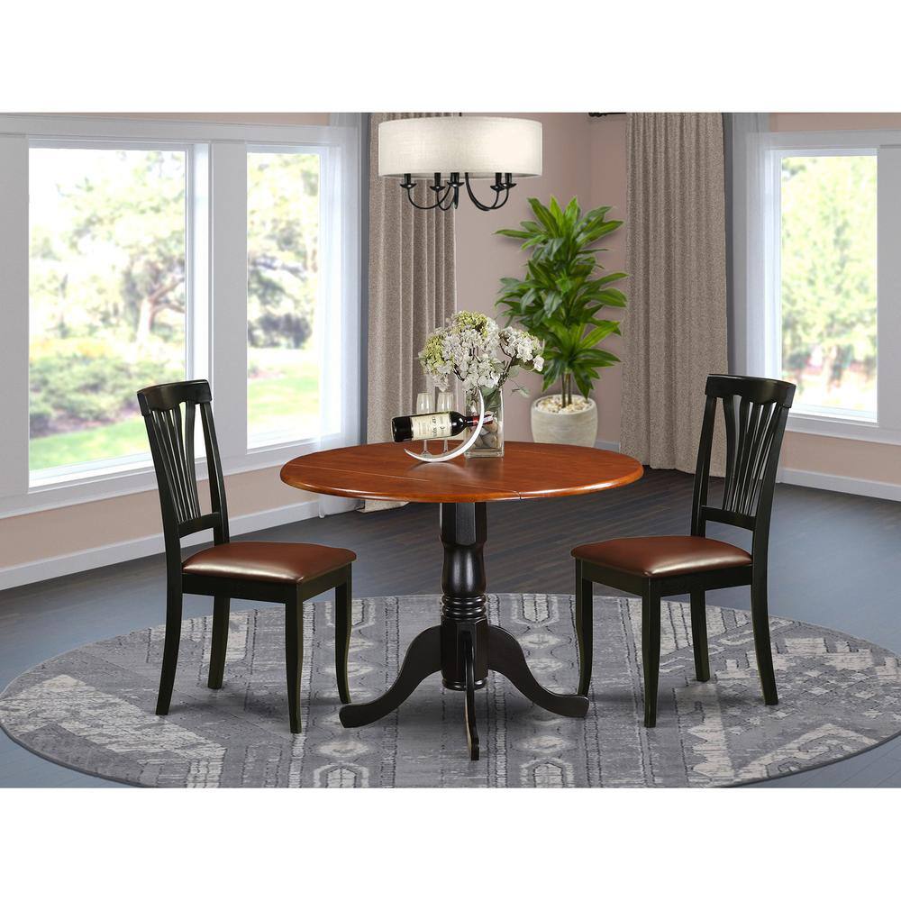 Back. East West Furniture - DLAV3-BCH-LC 3 PC Kitchen Table set-Dining Table and 2 Kitchen Chairs - Tan.