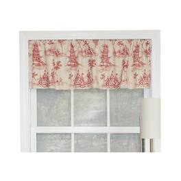 RLF Home - Naomi Toile Tailored 100% Cotton with Fully Lined 3" Rod Pocket Valnance for Windows 50" x 14" - Red