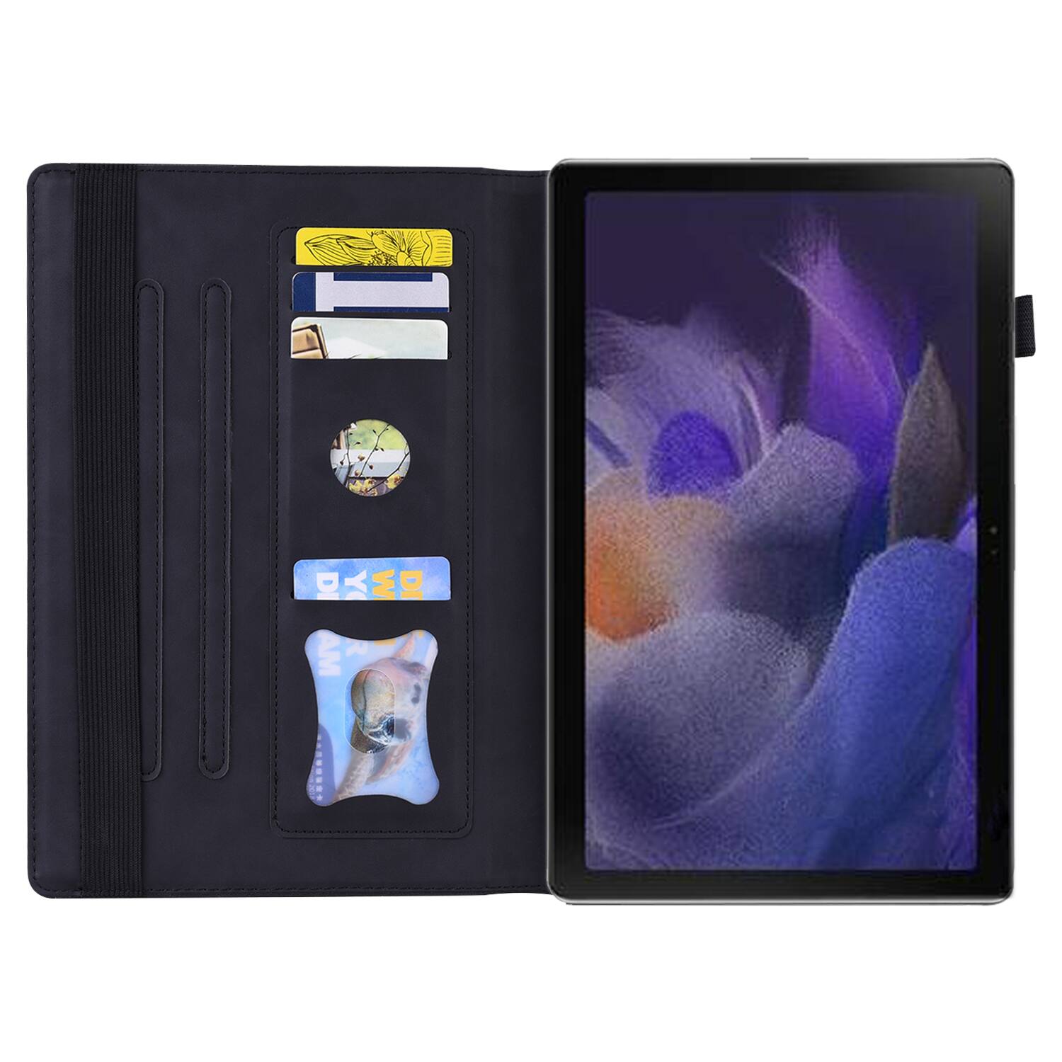 Back. Dteck - for Samsung Galaxy Tab A1+/A9+ 11 inch Case, PU Leather Folio Stand Cover with Credit Card Slots - Black.