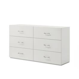 Vaczon - 6-Drawer Dresser, Wooden Chest of Drawers with Metal Drawer Glides, Storage Cabinet for Living Room, Hallway, Apartment - White
