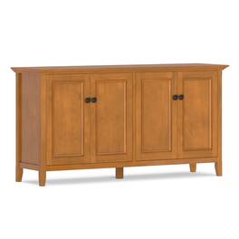 Simpli Home - Amherst 66 inch Wide Solid Wood Transitional 4 Door Storage Cabinet - Light Golden Brown