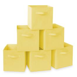 Casafield - (Set of 6) Collapsible Fabric Cubes - Storage Bins - Yellow