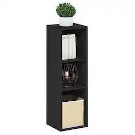 Furinno - FULDA Book Shelf, 3-Tier Narrow Storage Cabinet, Bookcase with 10-In Width Storage Shelf, 9.3 x 9.8 x 31.5 - Blackwood