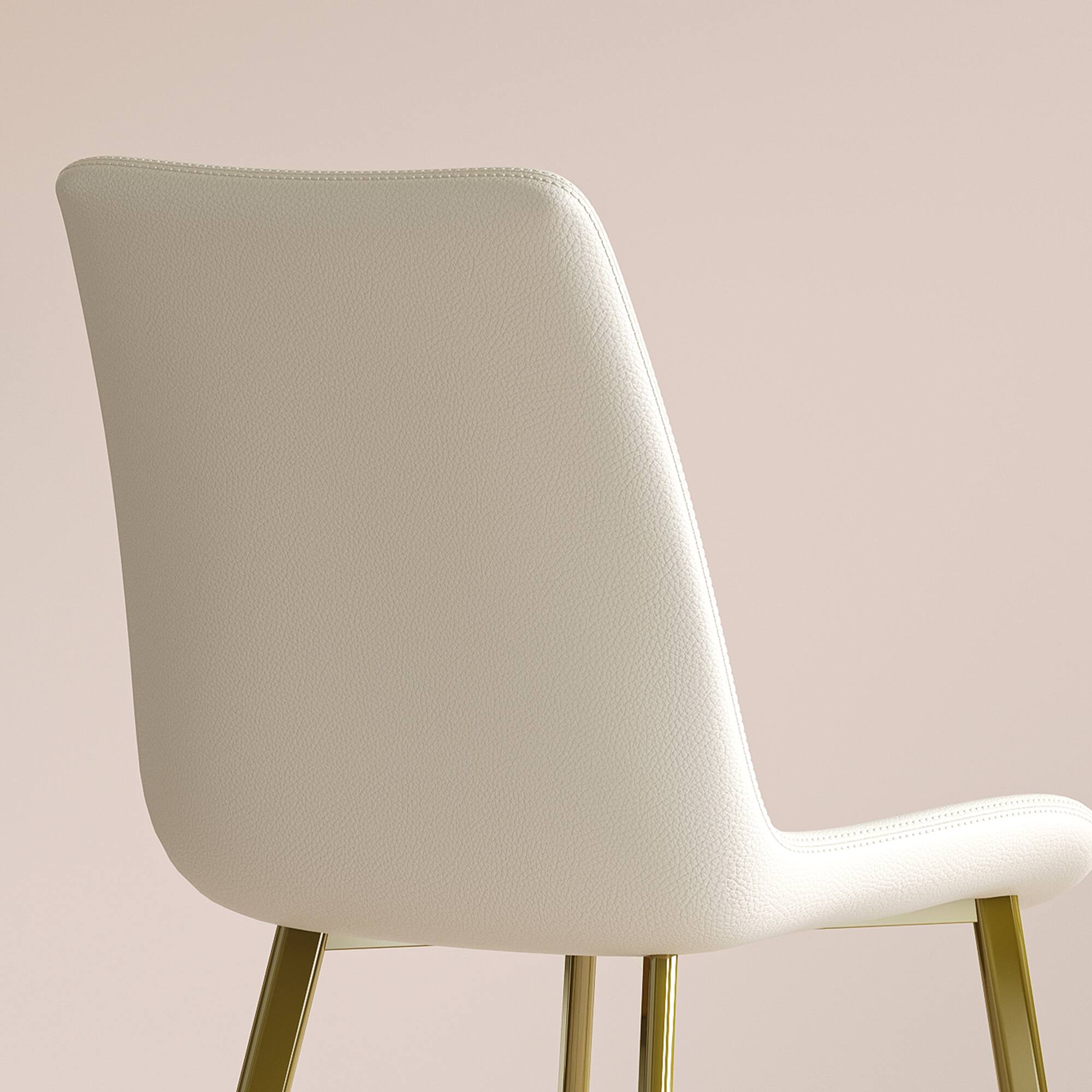 Alt View 6. GOODSILO - Modern Dining Chair with PU Leather Upholstery and Metal Frame for Kitchen and Dining Room, Set of 4 - White.