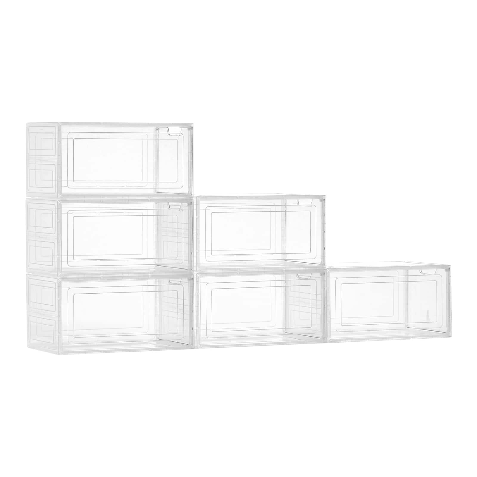Front. VEVOR - VEVOR Clear Stackable Shoe Boxes Storage Organizers with Magnetic Door, Fit up to US Size 13 - Transparent White.