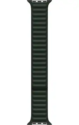 Front. Apple - Apple Watch Band - Leather Link - (45mm) - Sequoia Green - Small/Medium - Sequoia Green.