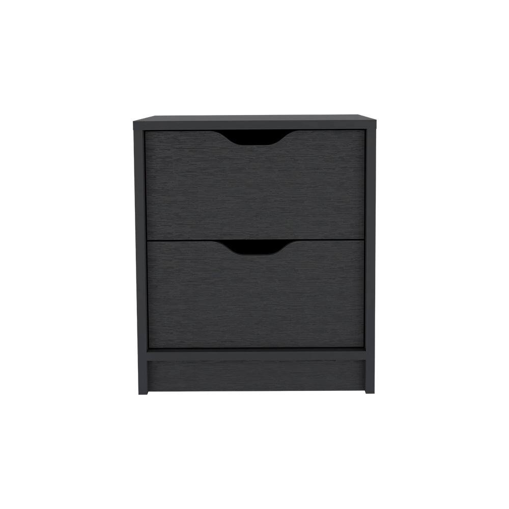 Front. Treevol Furniture - Nightstand Gandu, Bedroom, Black - Black.