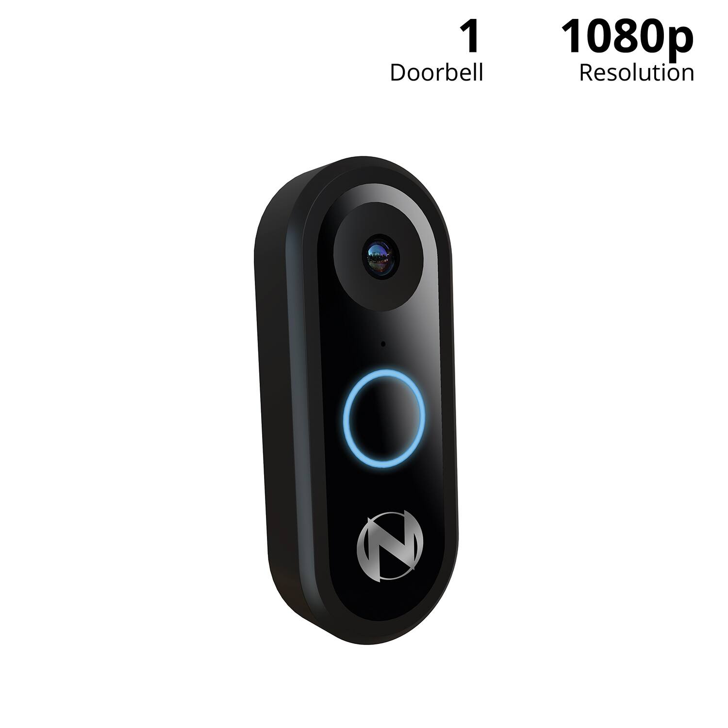 The text on the image is "1 Doorbell 1080p Resolution."