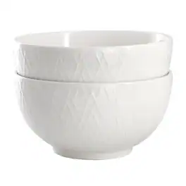 Gibson - Home Great Essentials 2 Piece Fine Ceramic 6in Cereal Bowl Set - White
