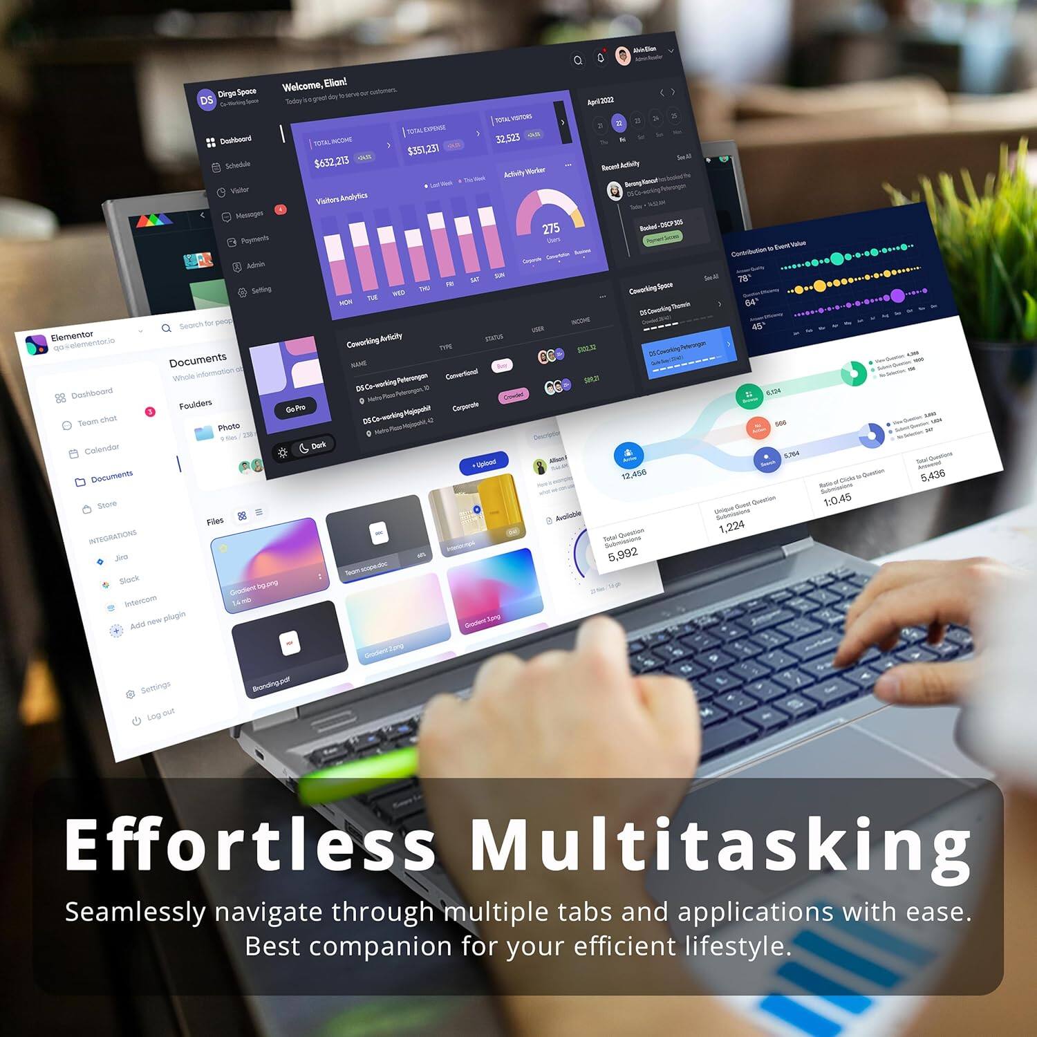 Welcome, Eliant Chrge Spr n DS - S N a - - - 37,523 - Cnshbourd $351,257 - Scherdule $632.213 -ad  Atnly Wrier Nege Vt Visiors Andetiocs A He  - 275 E Peymants - -s u - Sma Selting T - M n noo - Search - cunp N - Elementor Coworising Apficiy sama -pscelementac TVE P Documents - Whele aoematon nothn Canvertianal -C Conihoand  Foulders Gale - Cnrporatc Seciom min Se-warting a Phote Coendae Tus -  Decuments 7.4B Soore Files  INDEGRATIONS E S - 5,992 Shock  Inderciam - plugin fod A - Er Contritation T 64 4 ..84 - T Sued - 1:0.45 Go 1,224 - 5,436 Sentings LeG me  Effortless Multitasking Seamlessly navigate through multiple tabs and applications with ease. Best companion for your efficient lifestyle.