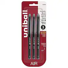 Uniball AIR MICRO
Smooth, Quick Drying, Porous Point
Black Medium 0.7mm
3 Pack
Textured Comfort Grip
AIR