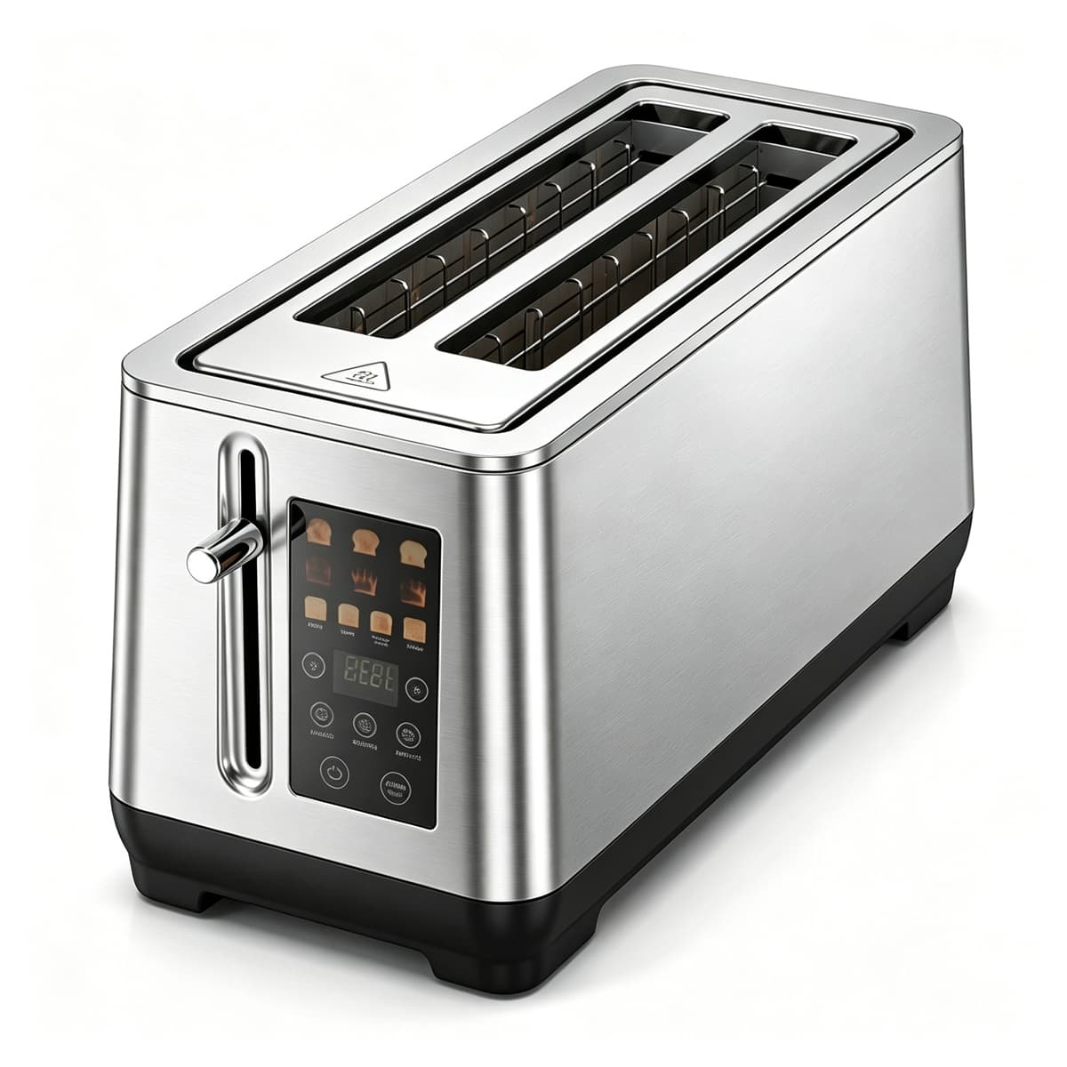 VAVSEA - 4 Slice Stainless Steel Toaster with LED Display 6 Browning Levels and 4 Bread Modes - Silver