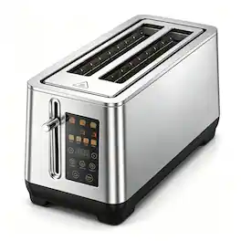 VAVSEA - 4 Slice Stainless Steel Toaster with LED Display 6 Browning Levels and 4 Bread Modes - Silver